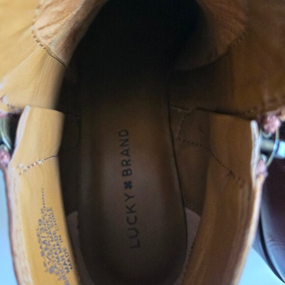 Lucky Brand LK-BASEL Women's Brown Leather Ankle Bootie US 8.5M | Side Zip Boot - Picture 6 of 8